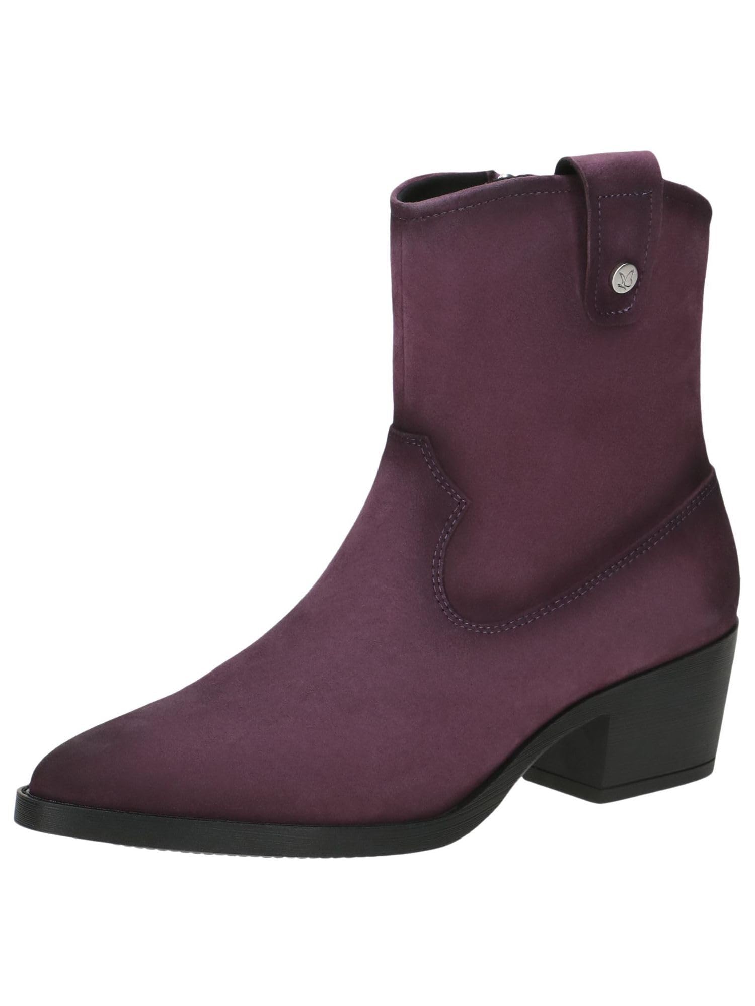CAPRICE women's heeled leather boots with zipper, Purple (Purple Suede), 6.5 UK