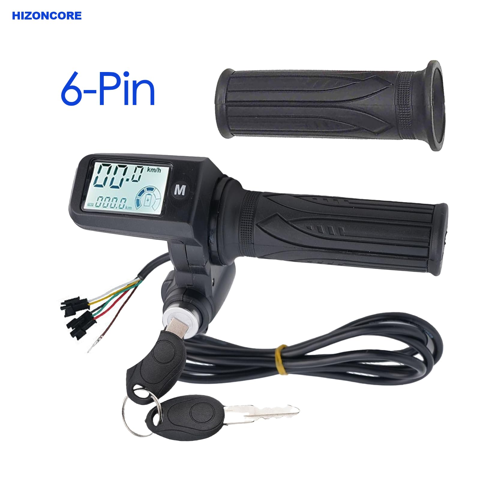 Full Twist Throttle, 6 Pin EBike Throttle 36V/48/60V, with LCD Speed Display, Key Switch, Electric Scooter Twist Grip for E-Bike, Motorcycle : Automotive