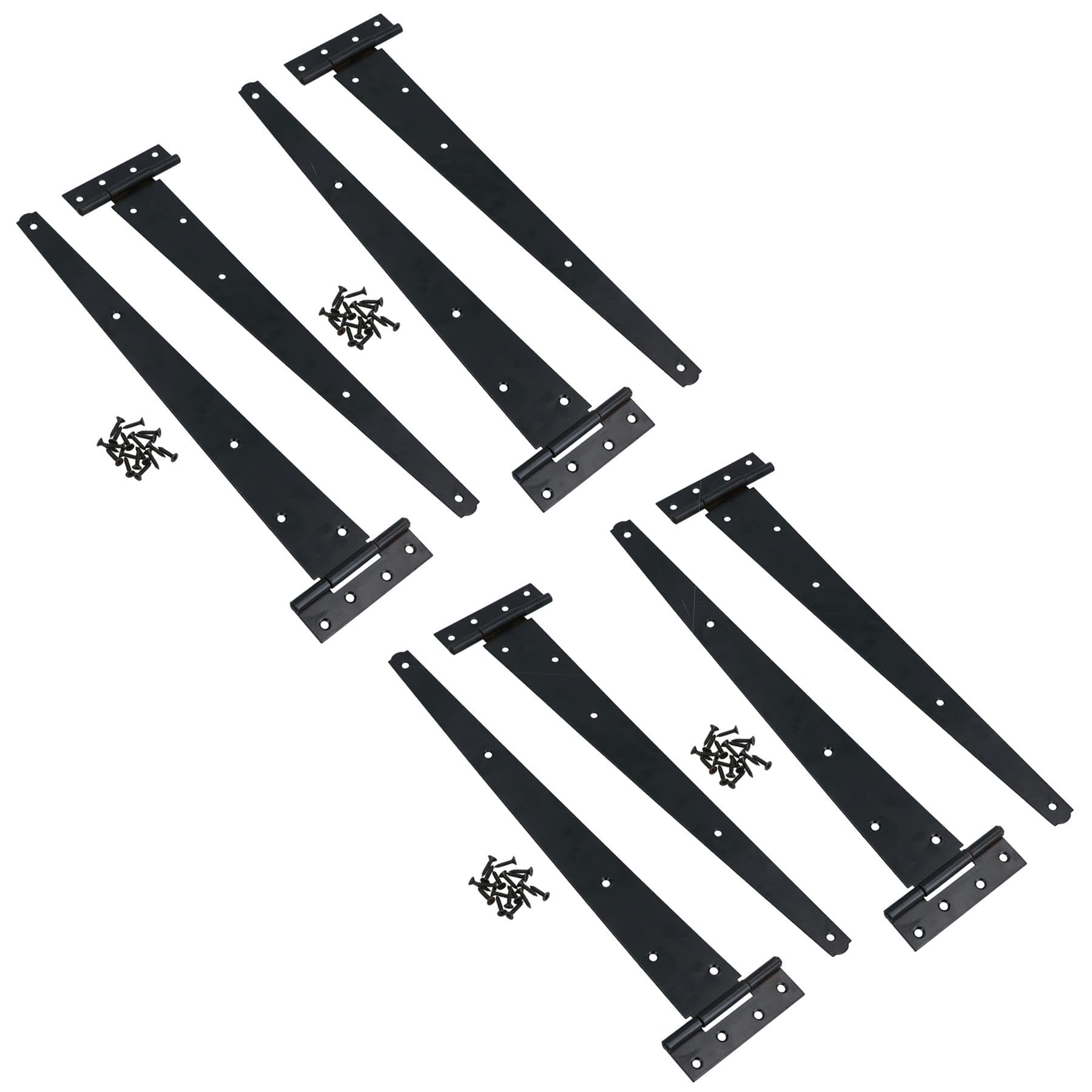 18in / 450mm Heavy Duty T Tee Hinges for Shed + Garden Gates Black Finish 8pc
