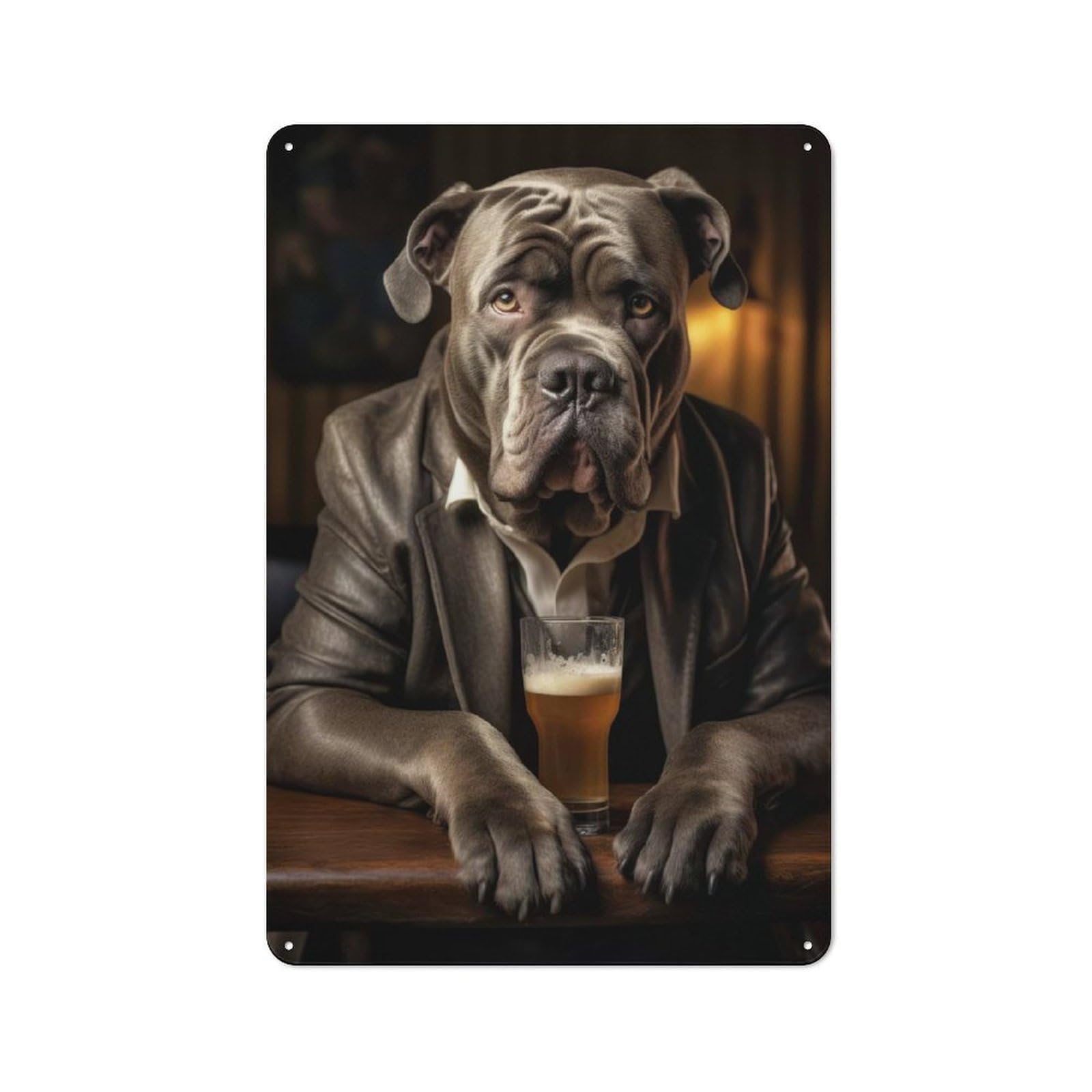 Junmoney Cane Corso In The Pub Metal Plaque 30X20cm With For Garage Wall, Retro Decor, For Garage Decor Collectors Refreshing A Room In Autumn