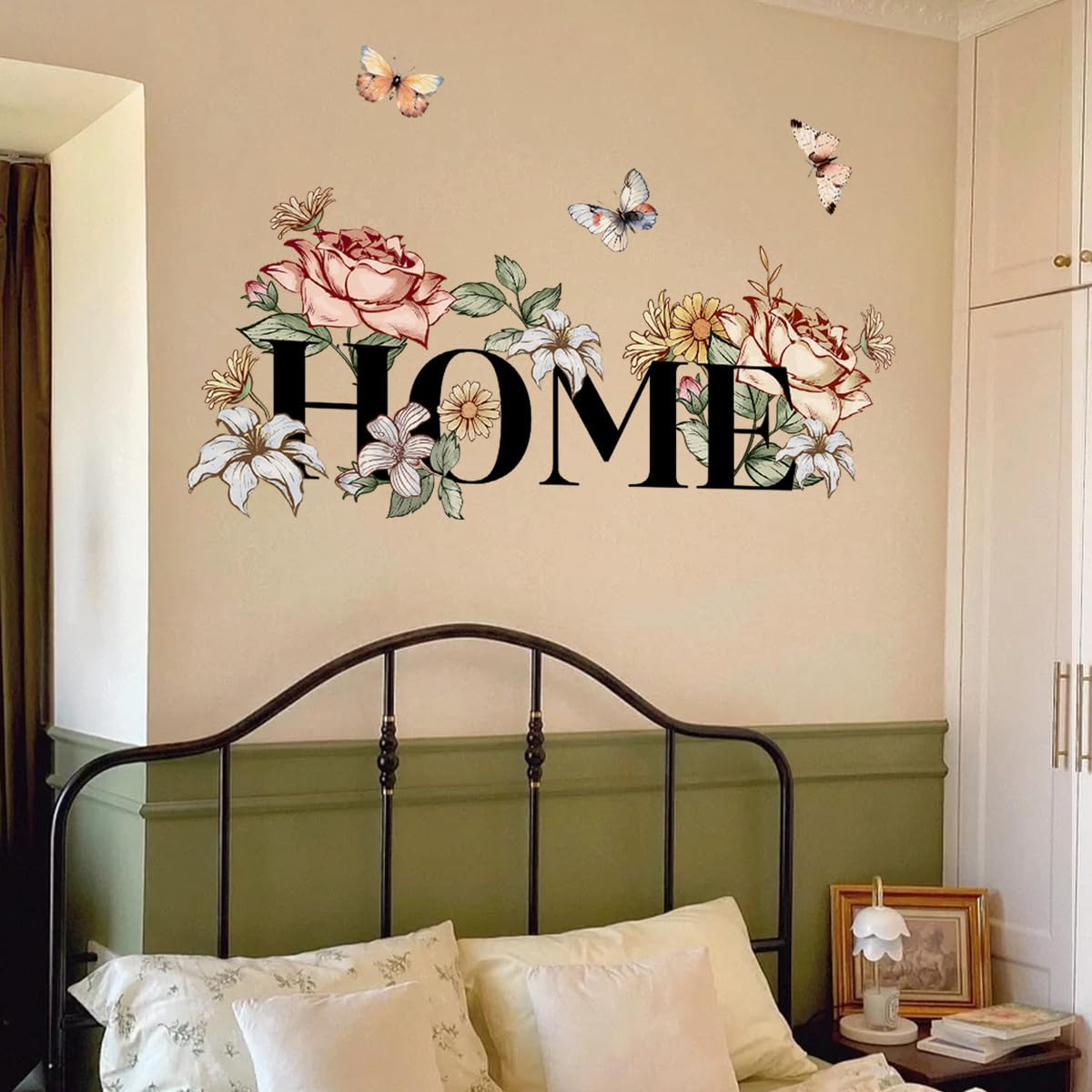 FUFUQUARE Home Letter Wall Stickers Elegant Flowers Butterfly Wall Art Decals Peel and Stick for Home Door Nursery Living Room Bedroom - Image 2