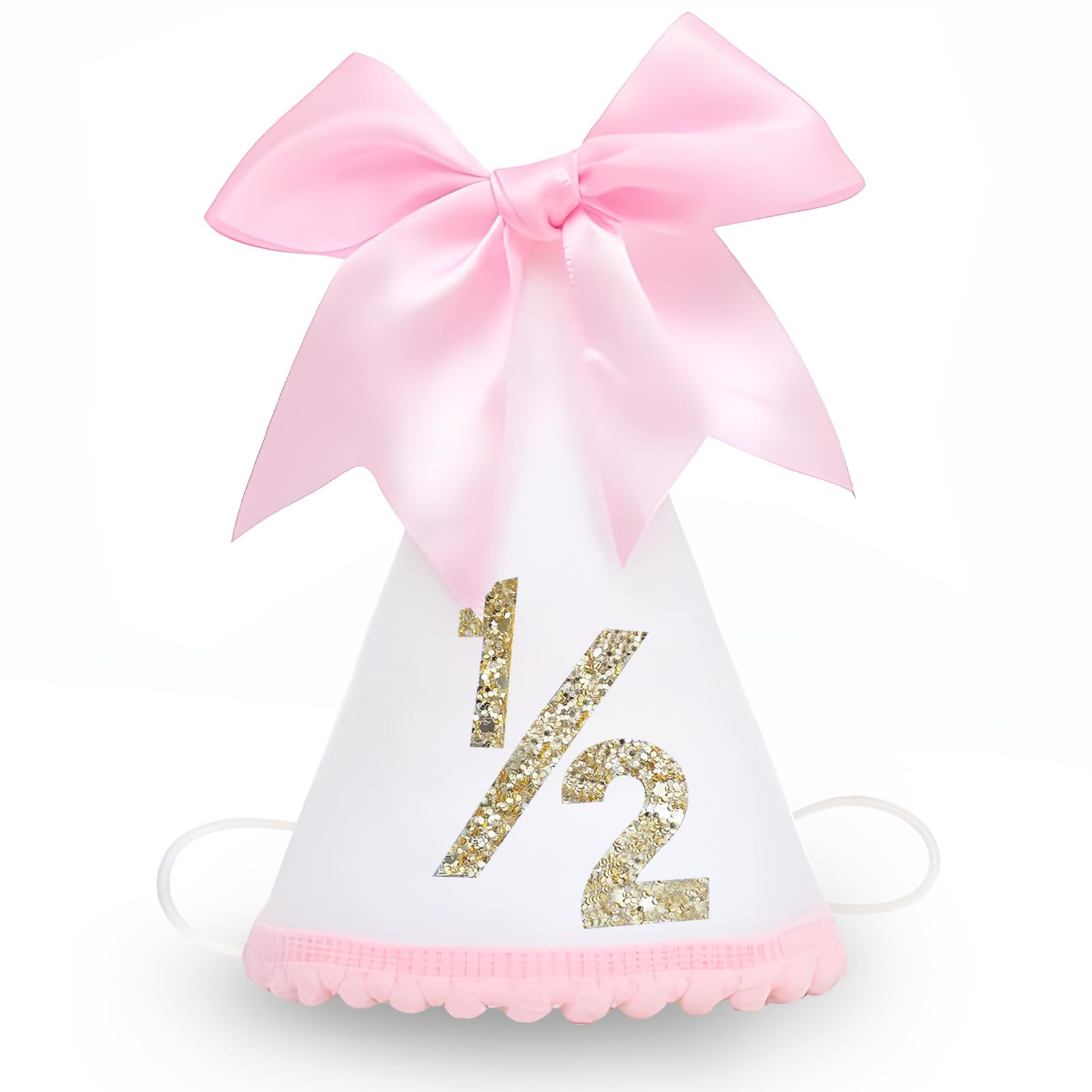 DIIRHUI 1/2 Birthday Hat for Baby Girls Half Birthday 6 Months Celebration for Cake Smash Prop Party Outfit Decorations