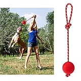 UEETEK Haustier Ball Spielzeug mit Seil für Hunde,Durchmesser 7,5 CM Gummi Hund Kauen Ball für Haustiere Hunde Ausbildung Spielen Übung,Rot - 5