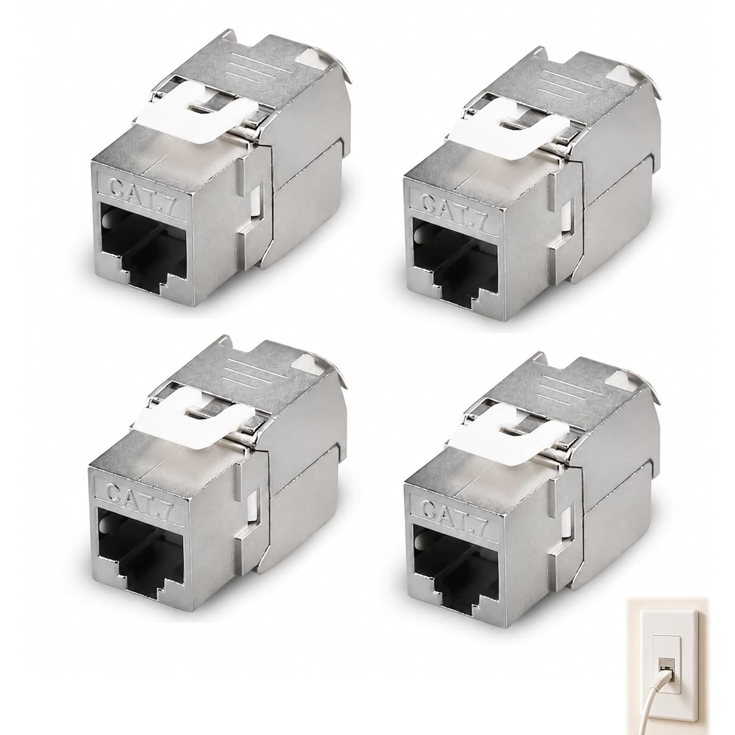 4 модуля RJ45 CAT7 Keystone, встраиваемый разъем RJ45 CAT7 10 Гбит/с, 1000 МГц STP гнездо, сетевой разъем Ethernet, разъем RJ45 бе