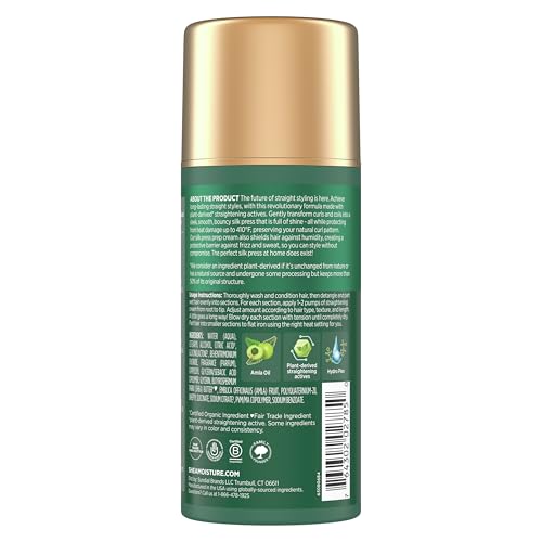 Image of SheaMoisture Silk Press Prep Cream with Plant-Derived Straightening Actives, Alma Oil & Hydroplex Technology Provides Heat Protection While Helping to Preserve Natural Curl Pattern 3.3fl oz