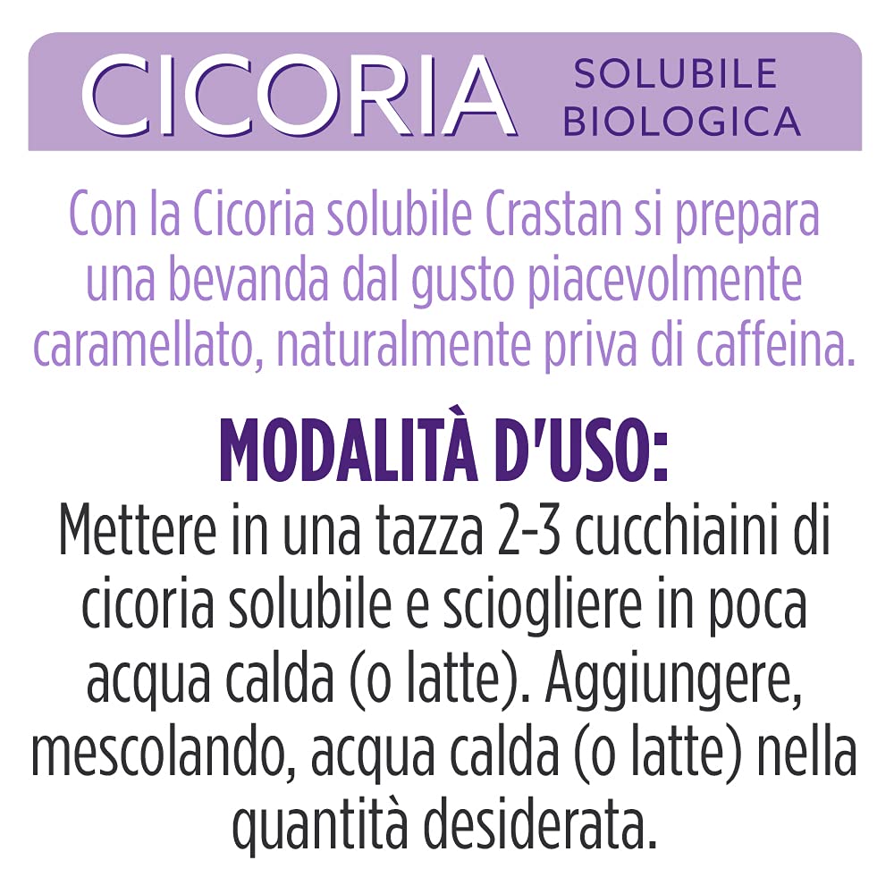 Crastan Cicoria Solubile da Agricoltura Biologica Senza Glutine - 6 vasetti da 100 gr
