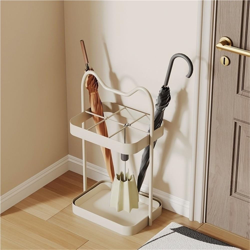 Soporte para paraguas de pie con rejilla de drenaje, para entrada y recibidor, perfecto para pasillos y dormitorios, diseño moderno.
