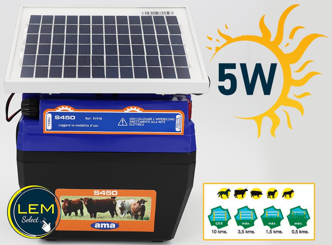 Elettrificatore con pannello solare per recinzione elettrica 5W 12V