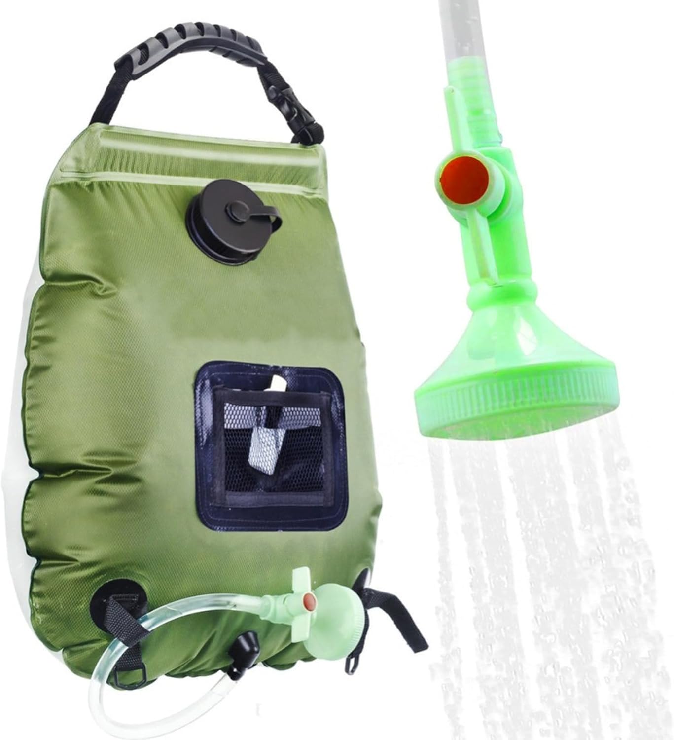 20 liter solar shower bag with temperature display and foldable heating water bag, portable for outdoor camping and bathing, suitable for hiking, hiking, beach travel