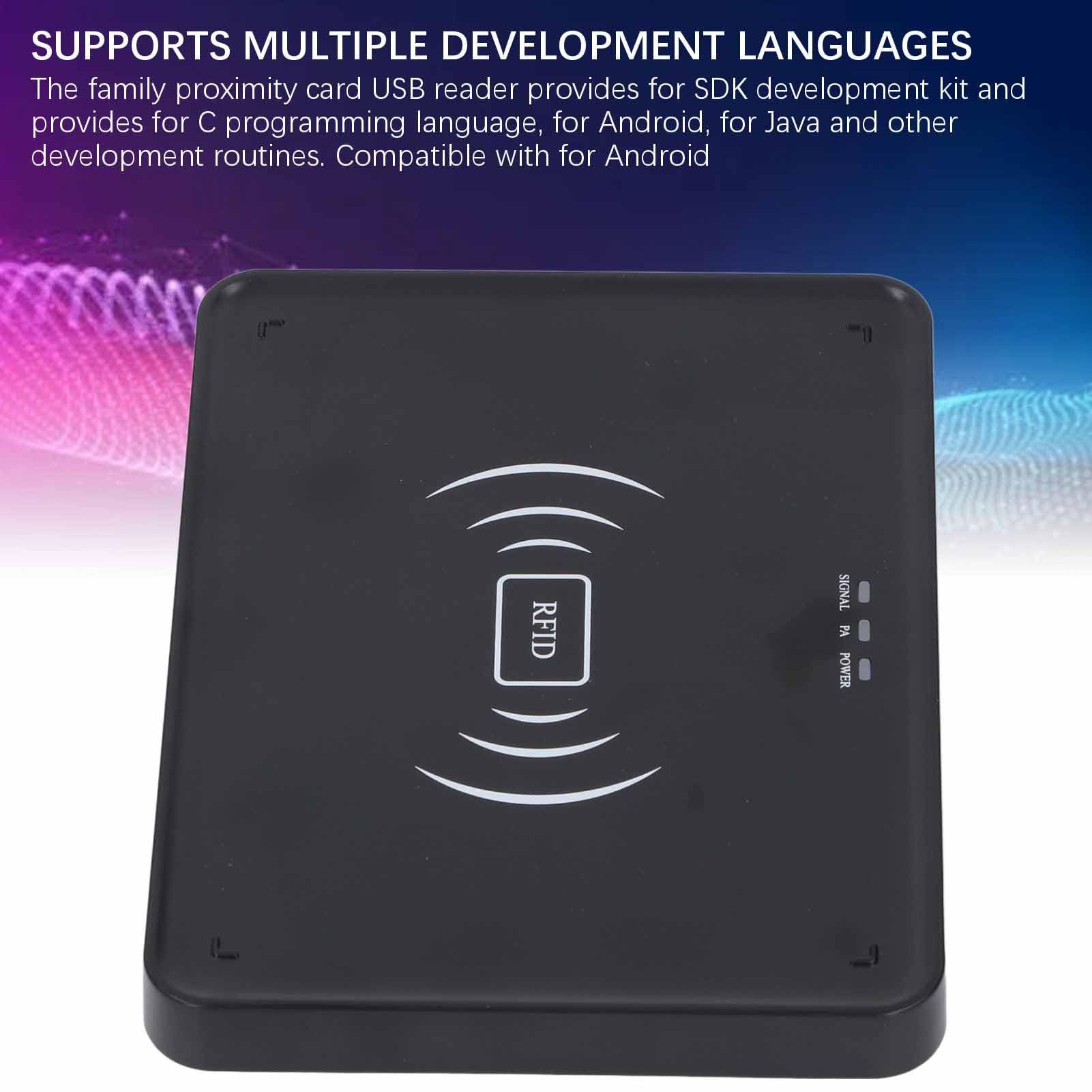 Lector de Tarjetas RFID UHF de Escritorio, Lector de Tarjetas de Identificación USB C Compatible con Modo de Lectura y Escritura de Tarjetas, Función de Cifrado, Prevención de