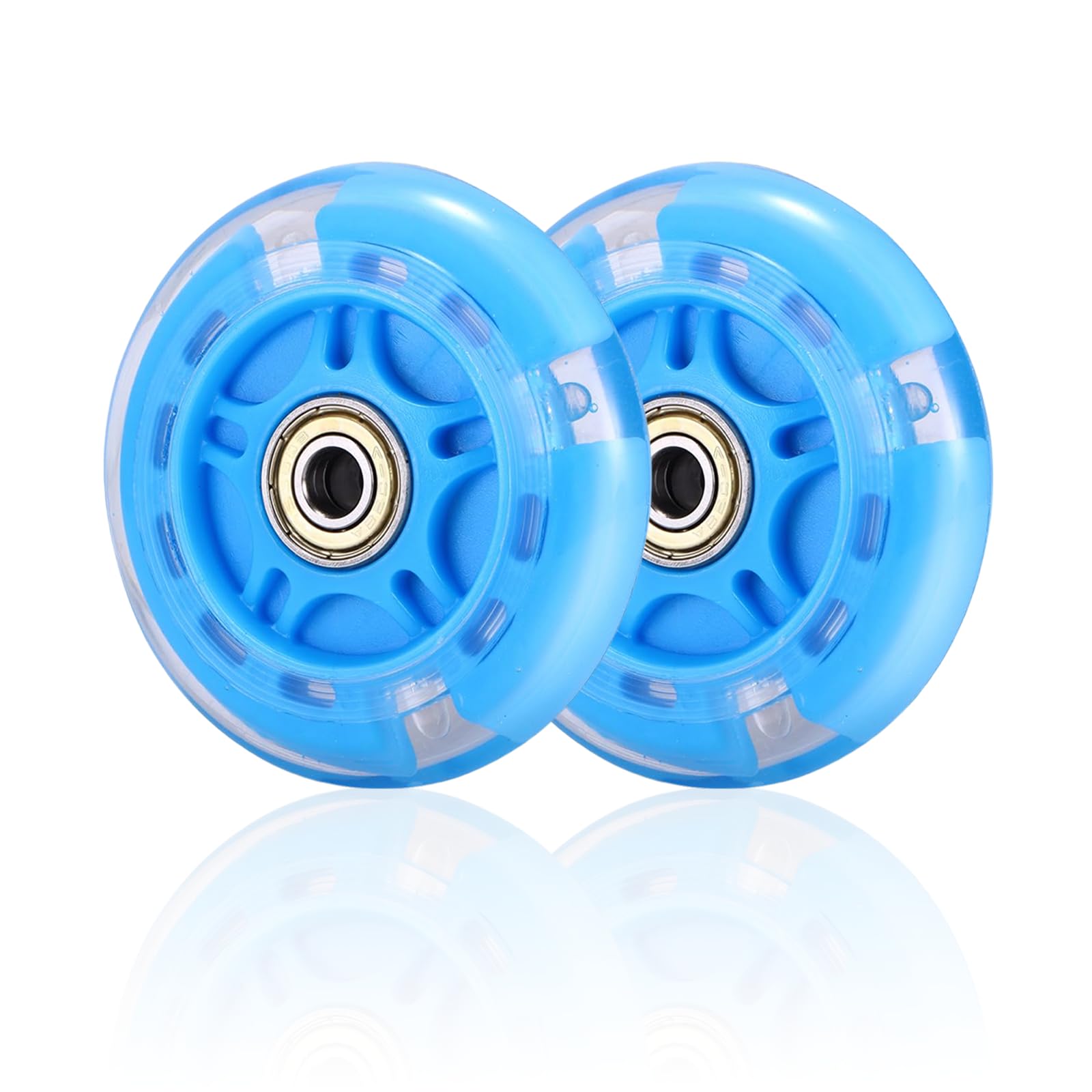 80mm Scooter Wheels Replacement for Maxi Micro, LED Flash Rear Wheel, PU Material with ABEC-7 Bearings, Scooter Accessories, 2 PCS, Blue