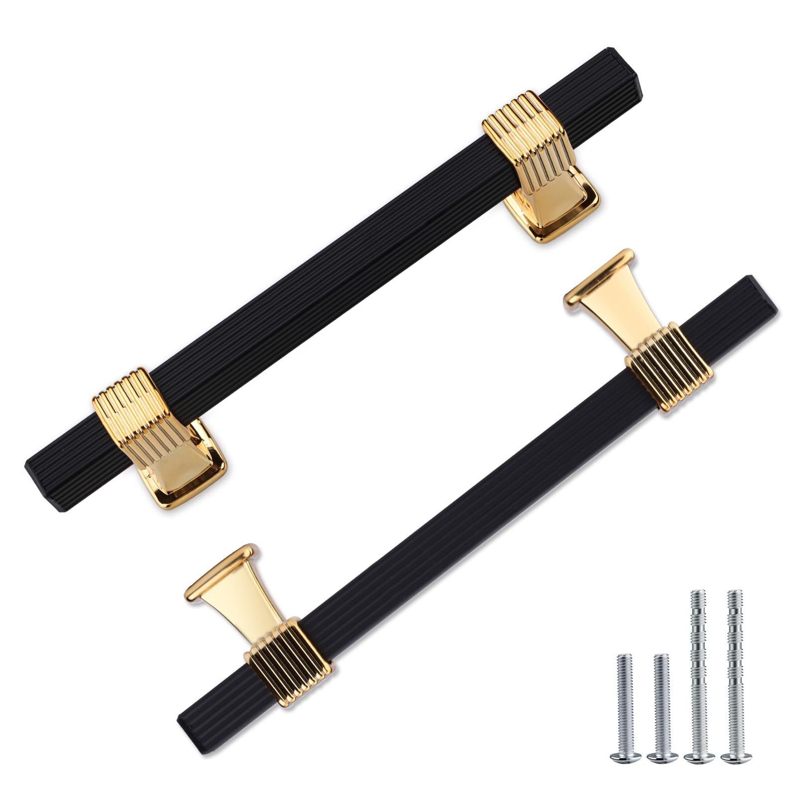 Betinyar 10PCS Black and Gold Cabinet Pulls, Black and Gold Cabinet Handles, Kitchen Cabinet Hardware, Black, Gold