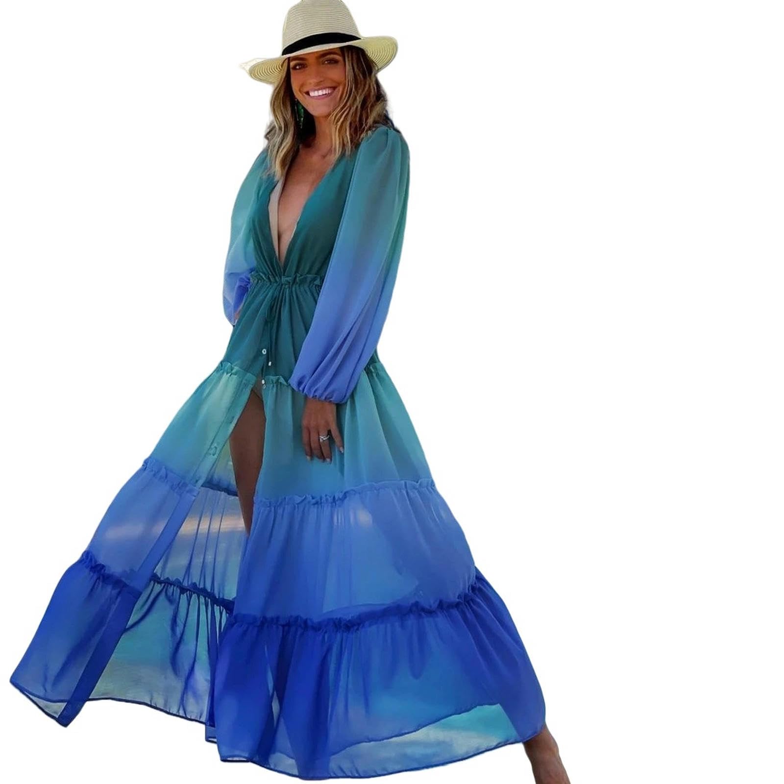 Bikini Beach Cover Up Tunics Long Kaftan Robe De Plage Sarong Beach Swimsuit Cover-Ups