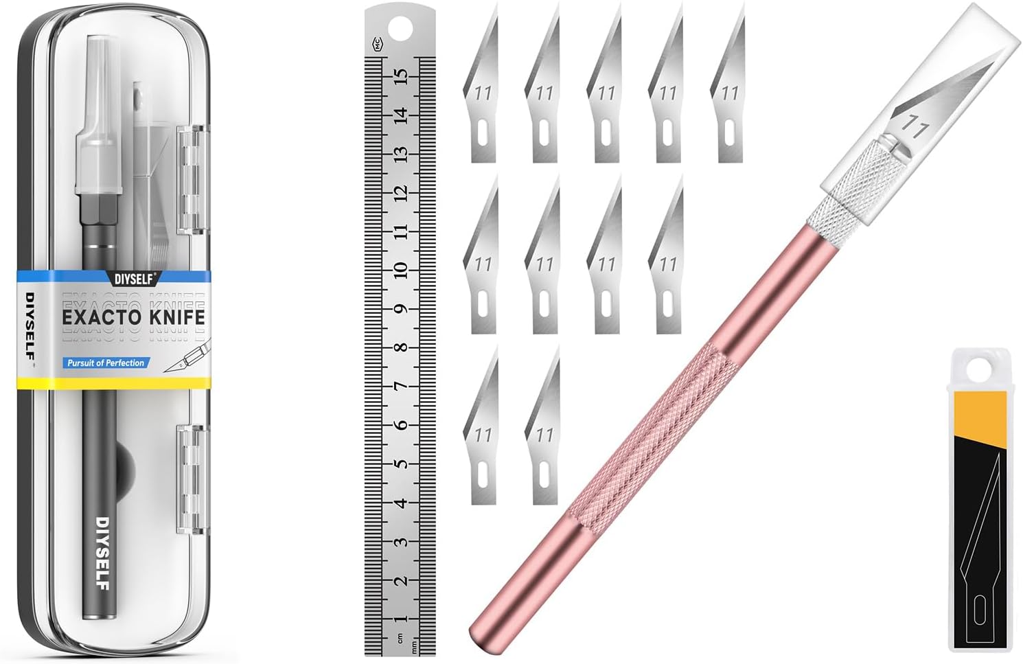 DIYSELF Exacto Knife Set with Case and Craft Knife with #11 Blades 15MM Rule Kit