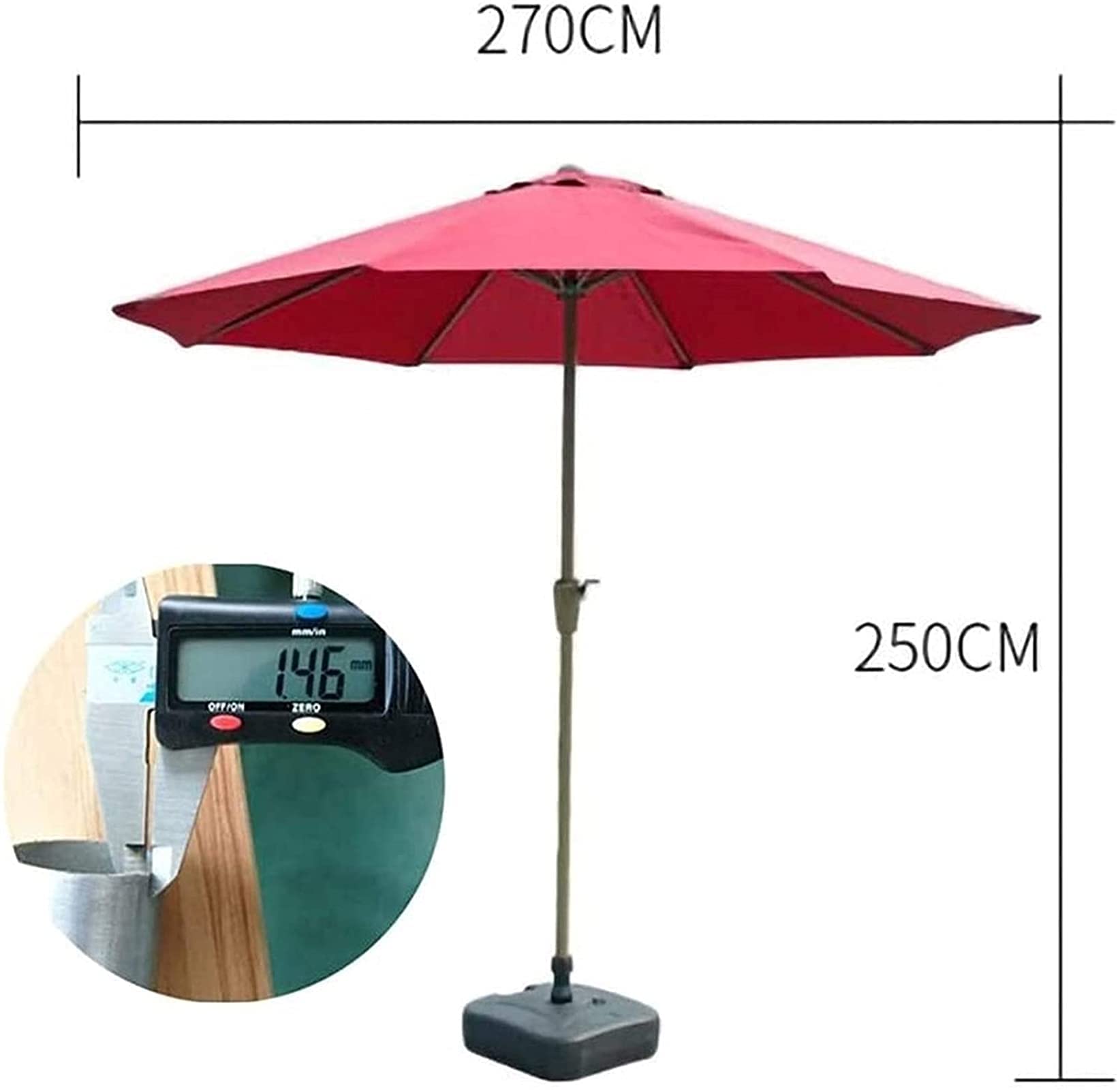 Parasol ogrodowy Parasole ogrodowe Parasol ogrodowy 2,7 m Parasol ogrodowy z korbką, pogrubionym słupkiem ze stopu żelaza i tkaniną powlekaną PU, odporny na wiatr, do balkonowego patio (brązowy)