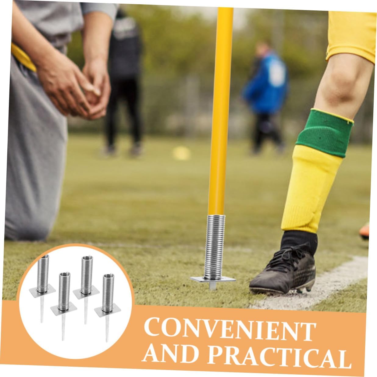 YARNOW 4pcs Soccer Corner Flag Spring-Loaded Spike Set with Ground Stakes Soccer Agility Training Equipment for Field Marking and Pole Fixing