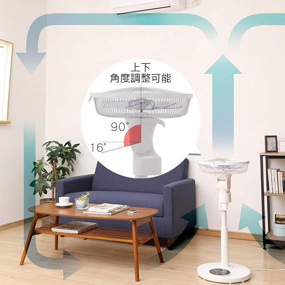 Iris Ohyama LFD-306R Fan, 7 Blades, Soft Airflow, Oscillating, 6 Levels, Silent, DC Motor, Timer, Remote Control, 90° Upward Type, Ventilation, Living Fan, White