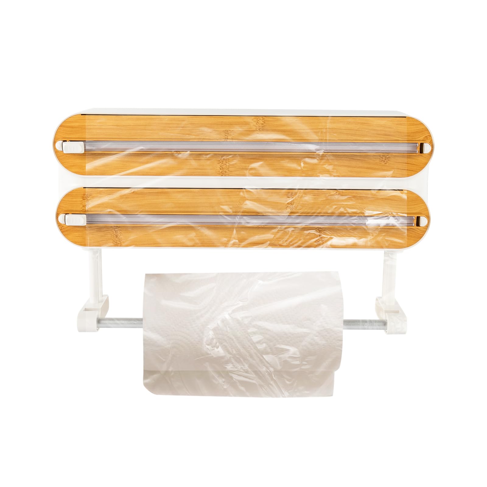 Dispensador de film transparente montado en la pared, lámina adhesiva con gancho adhesivo, soporte para rollos de cocina, dispensador de papel de aluminio