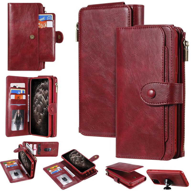 Étui portefeuille iPhone 15 Pro Max rouge en cuir idéal pour vos déplacements