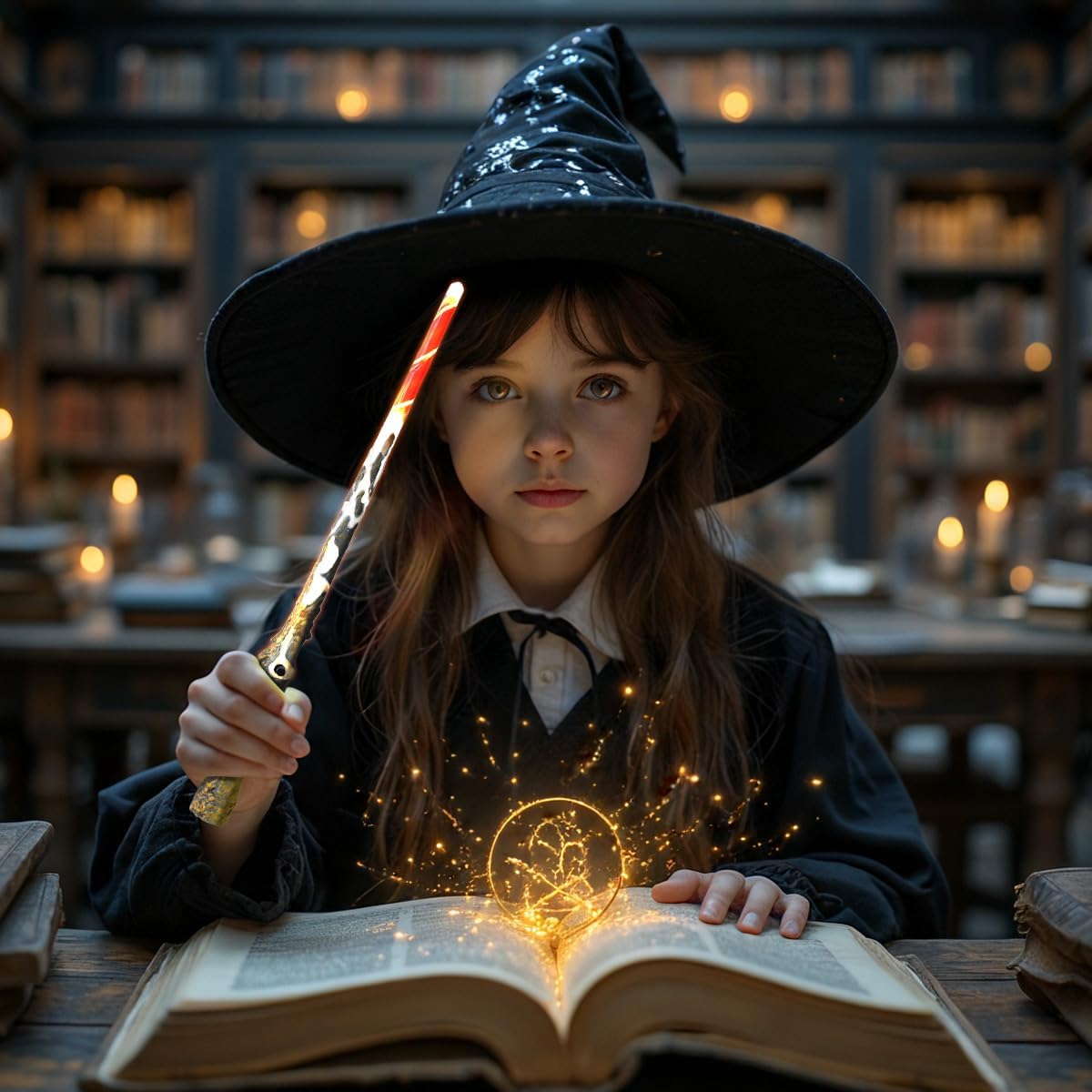 Changxuanmei 発光魔法の杖、魔法の杖、魔法の小道具、子供の魔女シリーズ、魔術師ロールプレイングアクセサリーとギフトボック