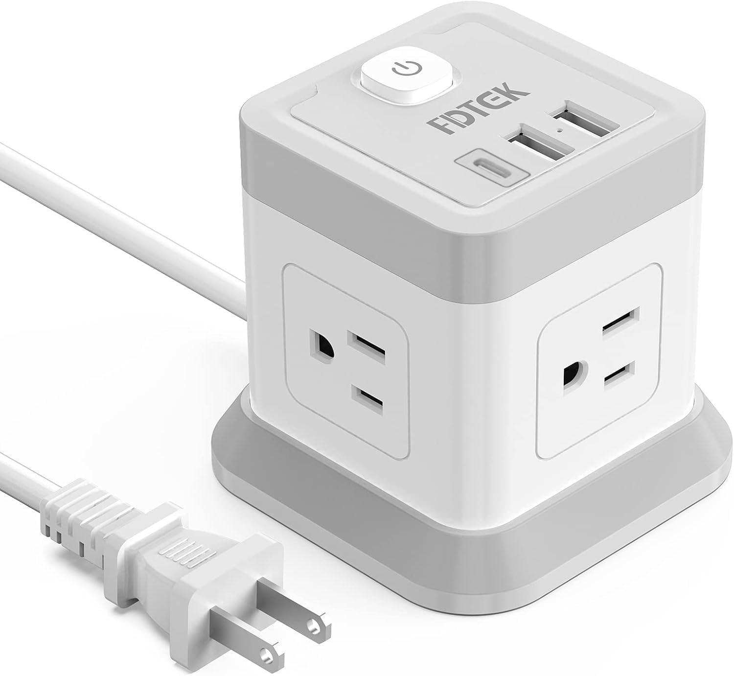 2 Prong Power Strip With USB - 4 Outlets 3 USB Ports Flat Plug 5FT Cord