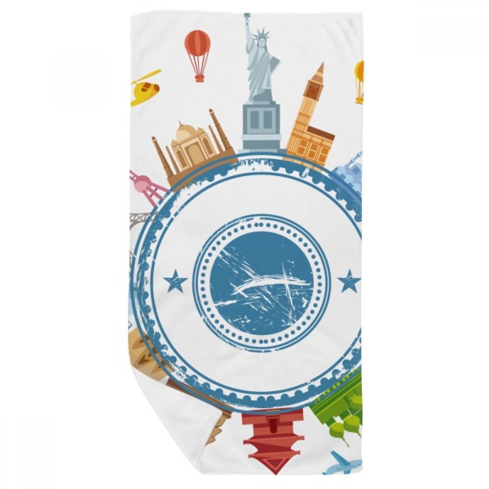 Serviette de bain motif Earth City drap de douche multicolor 35x70cm