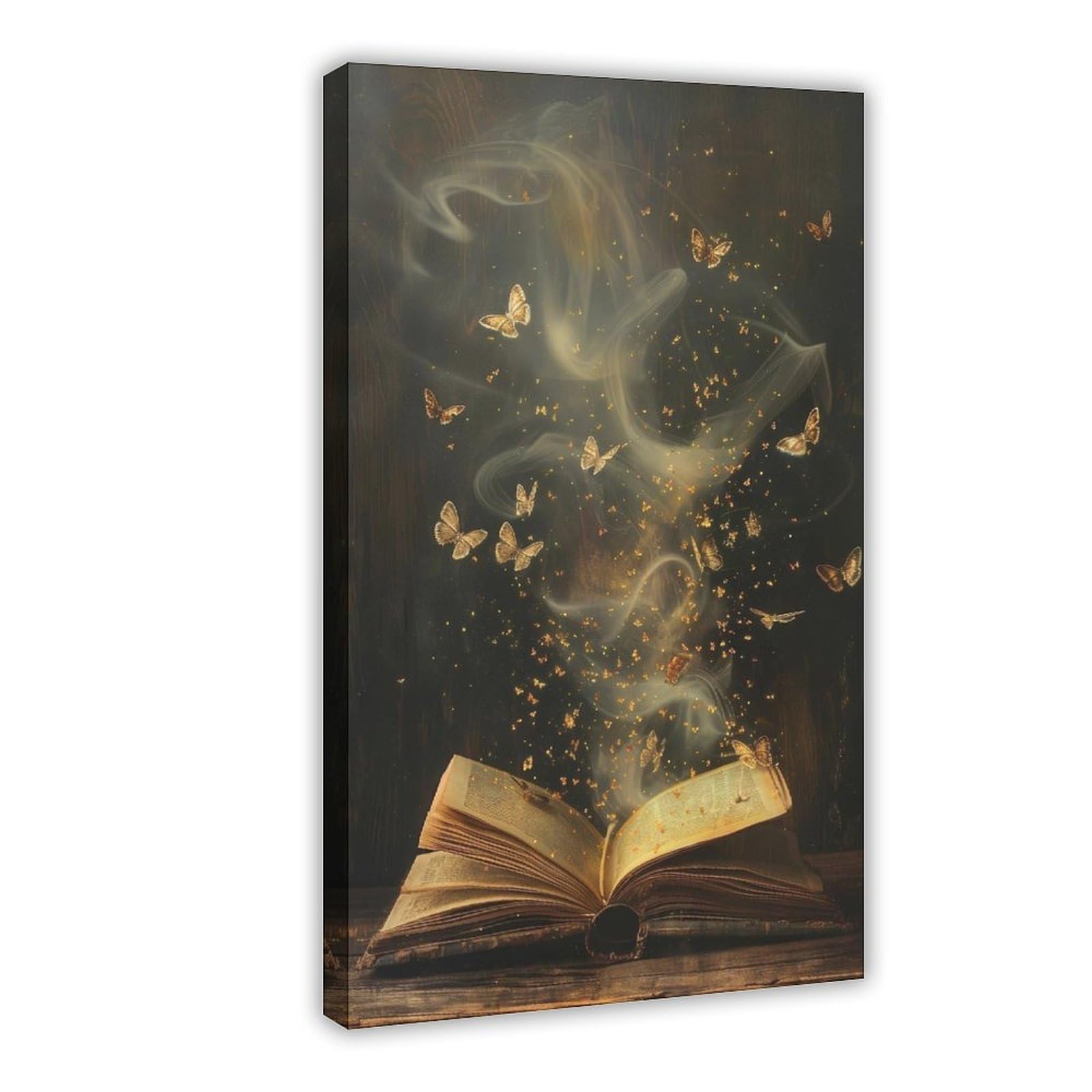Qnvjqkdsi Frame Butterfly Book Art Poster (1) Canvas Poster Bedroom Decor Landscape Office Room Decor Gift 24" L X 36" W
