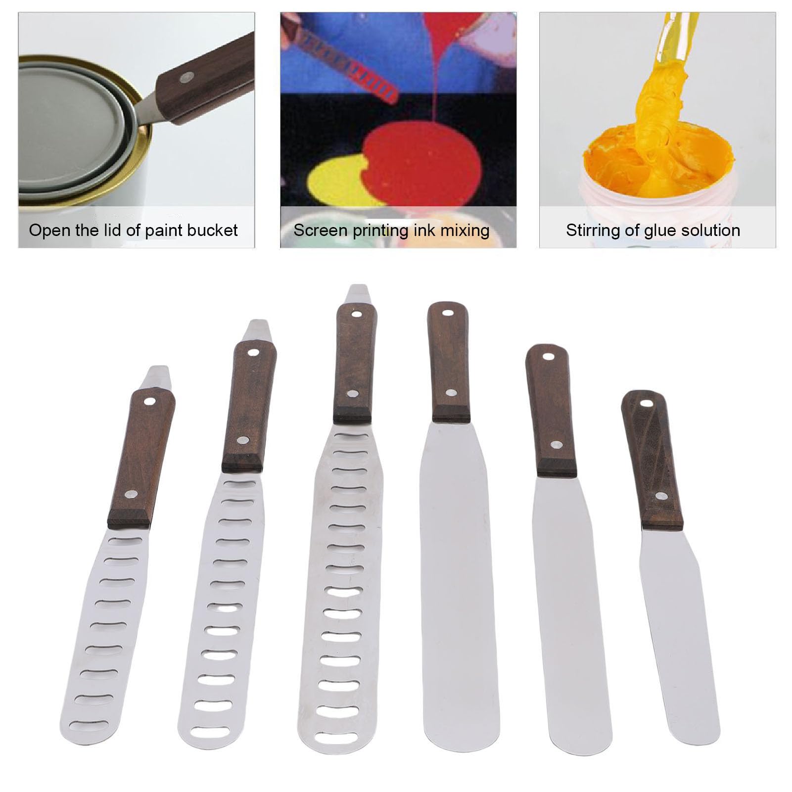 Luocute Espátula para Glaseado Recta, Herramienta de Decoración de Pasteles de Acero Inoxidable con de Madera para Hornear, Esparcir Glaseado, Postres, Pasteles, Pizzas, Espátulas