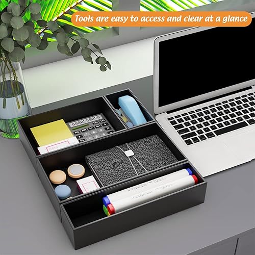 Miniatura 5 de Organizador de cajones de bambú negro - Organizador de cubiertos y utensilios para cajones de cocina, cajas divisoras de cajones multiusos para