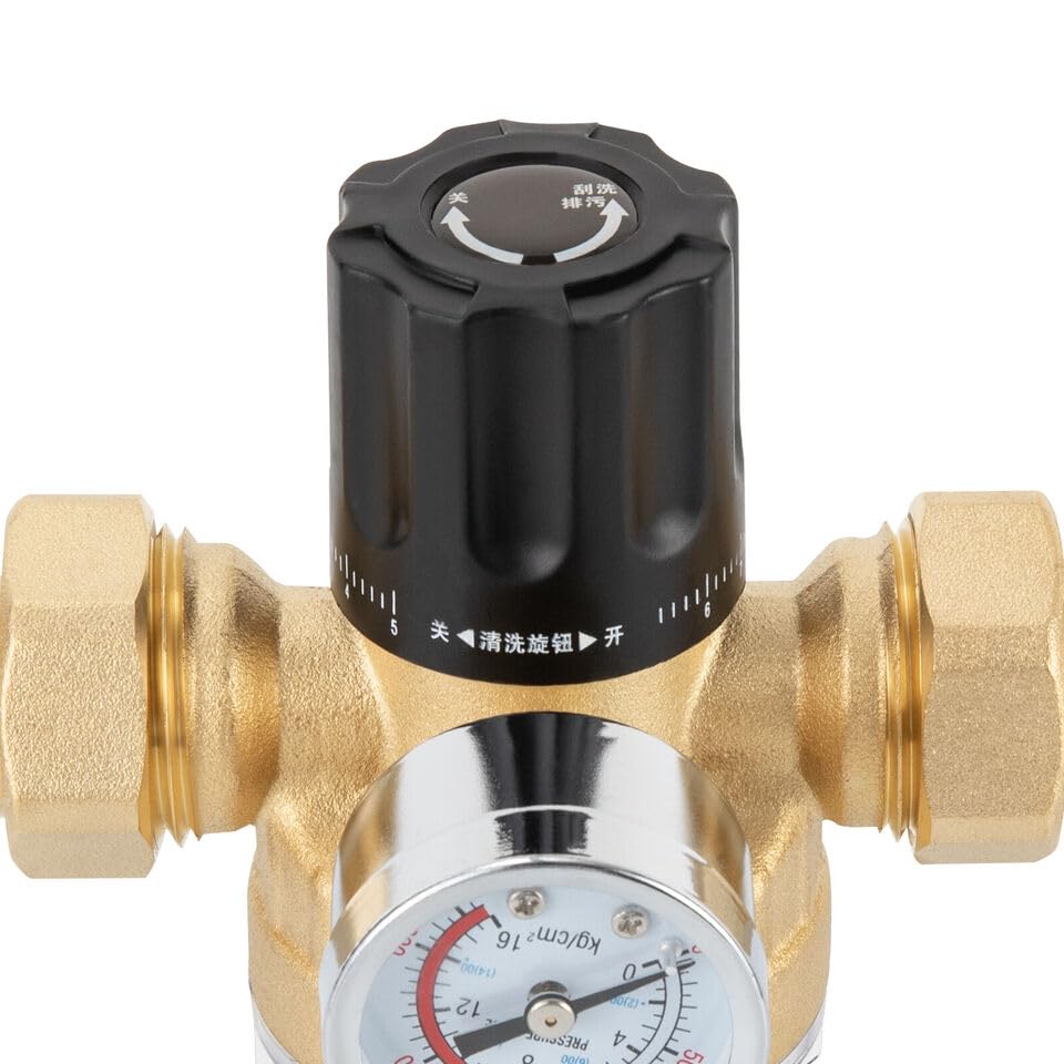 Mosiężny filtr płukania zwrotnego 20/25 mm, filtr wody, filtr osadowy, filtr wstępny, filtr do wody wielokrotnego użytku ze wskaźnikiem ciśnienia, środek do czyszczenia stacji wodnej (20 mm)