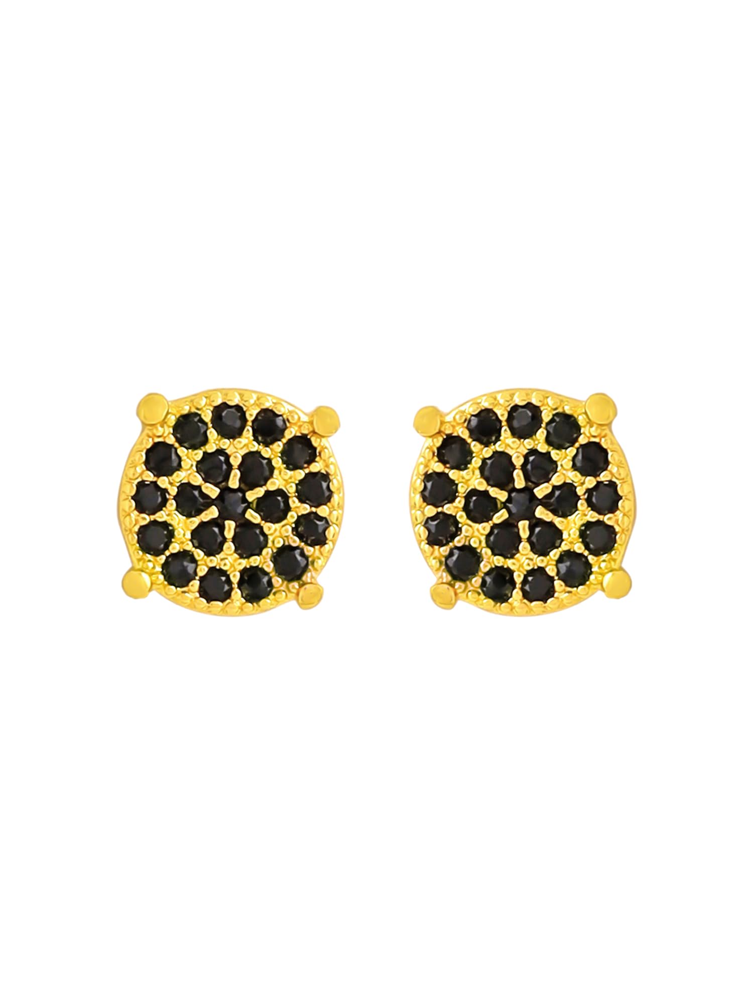 Stud Earrings for Men | Stainless Steel Golden Studs | Fashion Gold Plated Black Stone Studded Earring for Boys | Birthday Gift for Boys Anniversary Gift for Husband-image-14