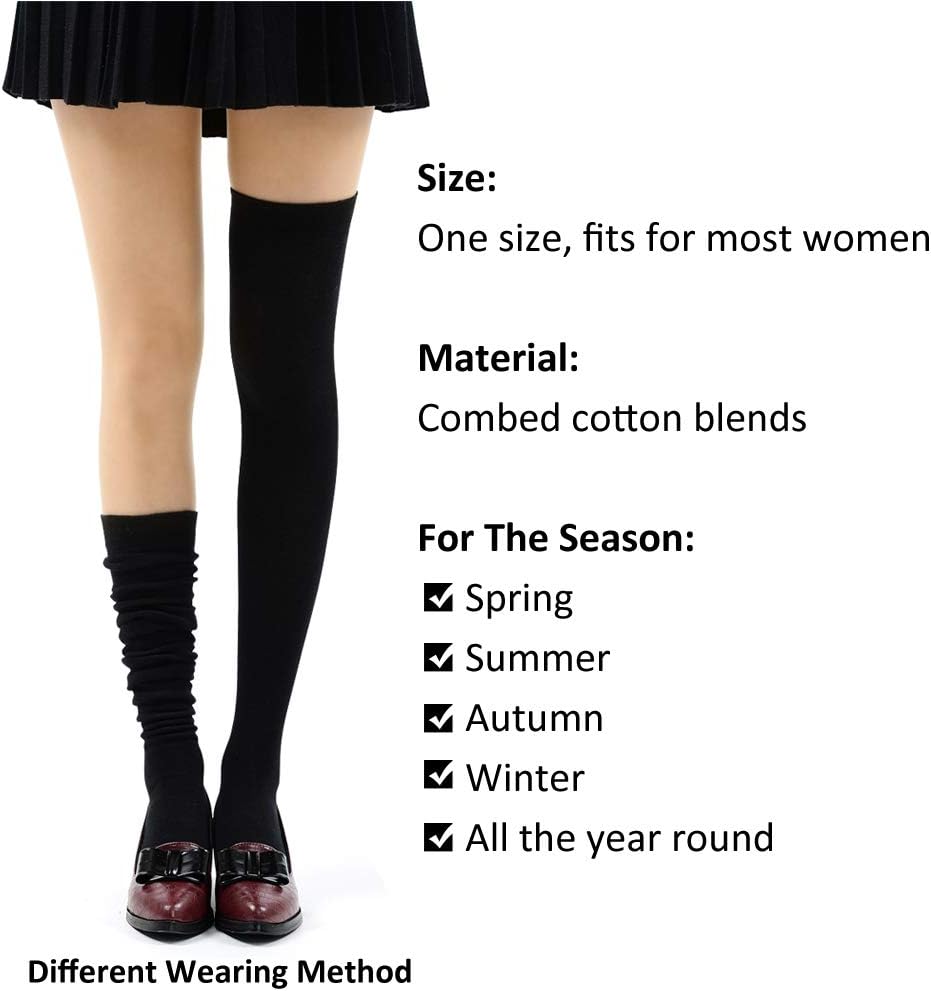MEIKAN Thigh High Socks for Women, Fashion Cotton Cosplay Over Knee High Socks 3 Packs - Image 5