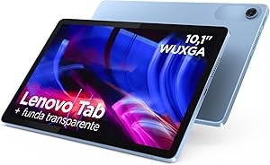 Lenovo Tab – Tablet 10.1 inch WUXGA (MediaTek Helio G85, 4 GB RAM, 128 GB, 60 Hz, 2 Speakers, Wi-Fi 5, Bluetooth 5.3, Android 14) Polar Blue – Includes Transparent Case with Built-in Stand