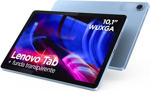 Lenovo Tab – Tablet 10.1" WUXGA (MediaTek Helio G85, 4 GB RAM, 128 GB, 60 Hz, 2 Altavoces, Wi-Fi 5, Bluetooth 5.3, Android 14) Color Azul Polar – Incluye Case Transparente con Soporte Incorporado