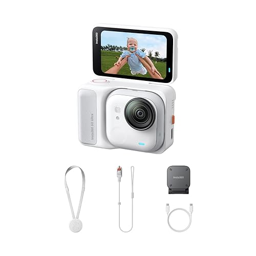 Insta360 GO Ultra Pack Standard Blanc Arctique sans Carte mémoire – Caméra 4K Mains Libres Ultra-légère et Portable, stabilisation FlowState, Performance de Pointe en Basse lumière - Blanc arctique - Pack standard - Carte microSD non incluse