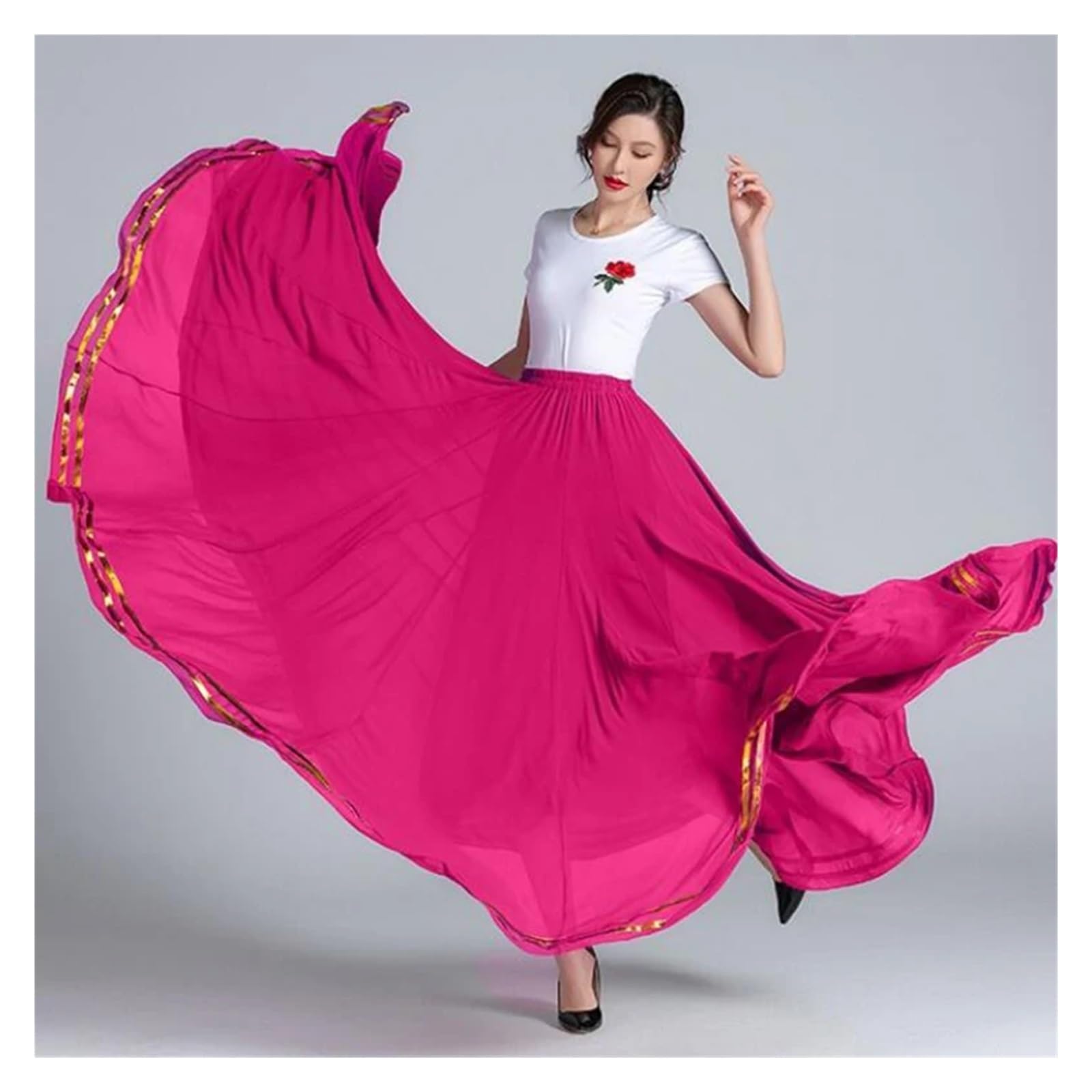 Faldas amplias Traje de Danza del Vientre, Falda Larga de Gasa de 720 Grados for Danza Moderna, práctica de Baile