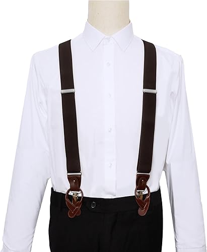 Miniatura 3 de Jacob Alexander Tirantes elásticos sólidos para hombre, extremos y clips de cuero convertibles, espalda en Y