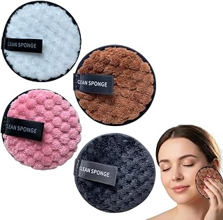 Reinigungspads,4er-Packung Gesichtsreinigungs- und Make-up-Entfernungspads aus Bio-Baumwolle, waschbar und wiederverwendbar, weich und sanft zur Haut