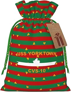 USS Yorktown Cvs-10 Christmas Gift Bags, Santa Wrapping Bags, With Drawstring And Tags Reusable, Xmas Presents Bag, Holiday Party Favors, Birthday & Christmas Gift