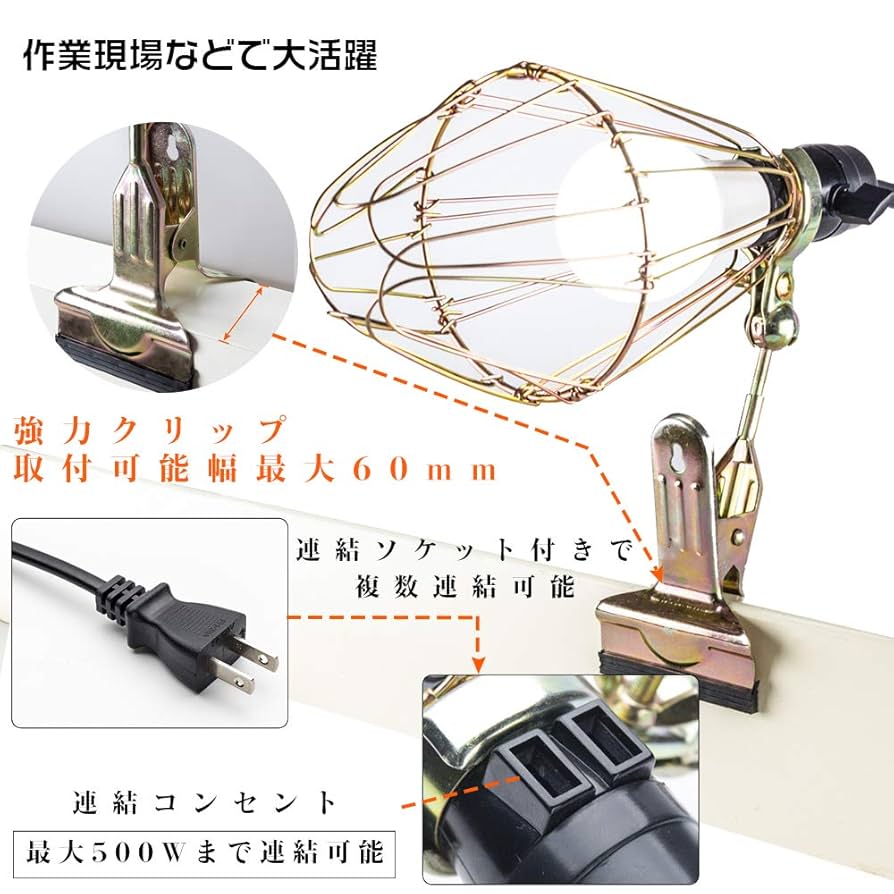 Amazon.co.jp : Dotoy クリップライト LED コンセント式 ワーク