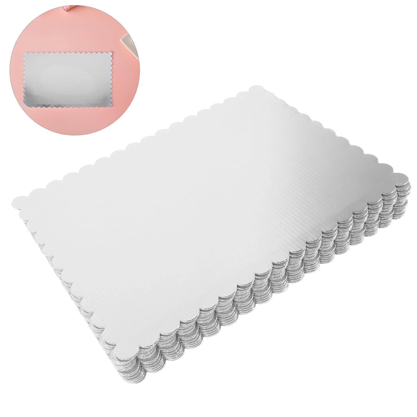 Garneck 20 Stück Weiße Rechteckige Tortenunterlagen aus Wellpappe mit Wellenrand 25 X 35,5cm 2mm Fettabweisend für Kommerzielles Backen und Präsentation
