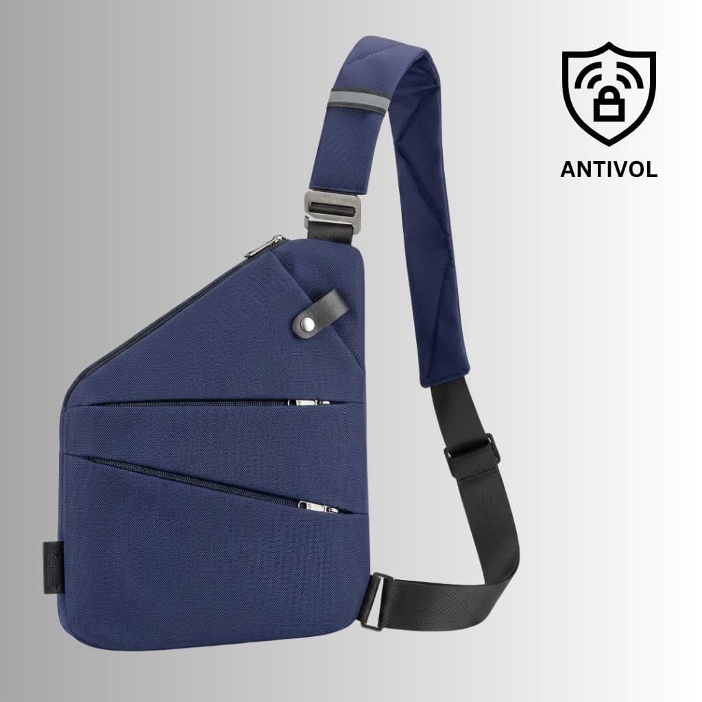 wanroy sac de voyage antivol wanroy+, Sac Banane Antivol Imperméable avec Fermetures Cachées, 3 Compartiments, Poche Téléphone Sécurisée, Bandoulière Réglable, Sac Poitrine Voyage Homme Femme