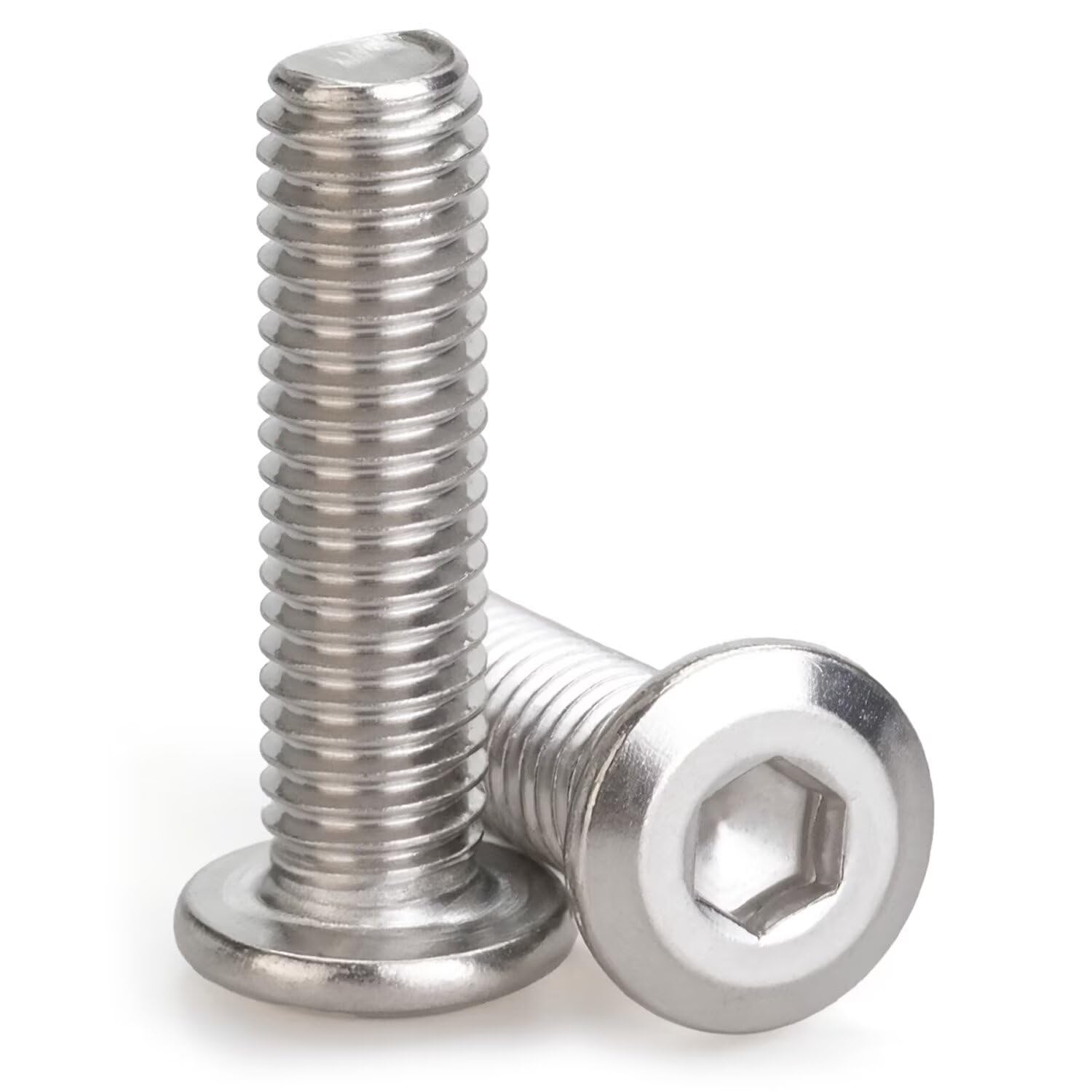 M2.5 x 12mm 100 Pcs Flat Round Head Hex Socket Cap Screws, 304 Stainless Steel Bolts, Fully Threaded, Bright Finish, Furniture, DIY, 3D Printing