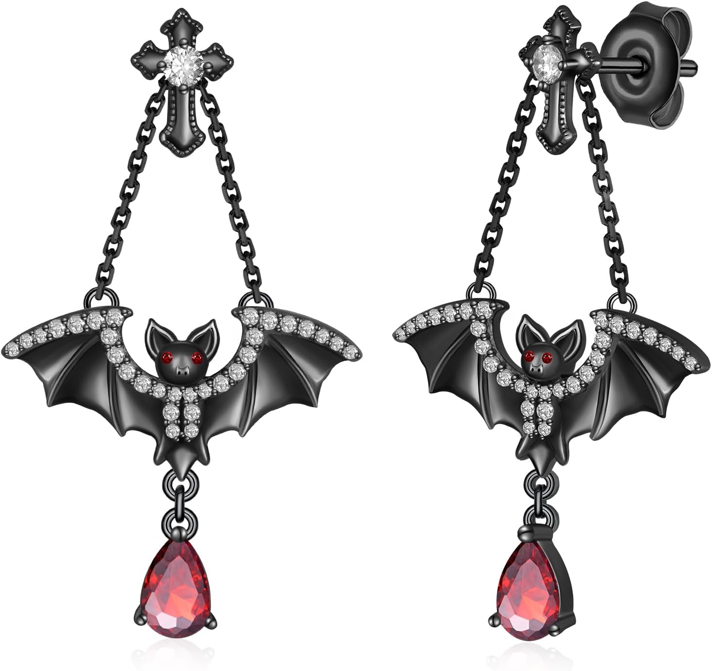 Bat/Skull/Zirconia Earrings 925 Sterling Silver Gothic Stud Earrings Halloween Christmas Birthday Jewelry Gifts for Women