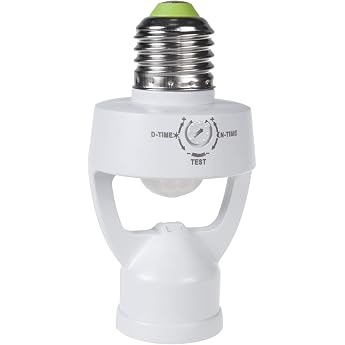 Maclean MCE233 Lamp Holder with Motion Sensor and Twilight Sensor E27 Socket Adapter Detection Range 360&deg; Sensor Automatic Li