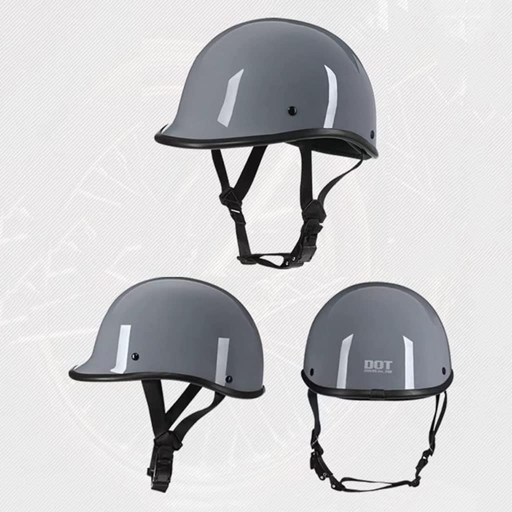 German Style Motorcycle Half Helmet with Mask Goggles, DOT Approved Ultra-Thin Comfortable Novelty Beanie Skull Cap Small Helmet with Quick Buckle, Summer Open Face Helmet for Men Women