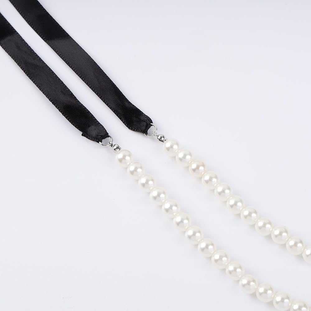 Amazon.com: Vintage Pearl Black Choker Necklace Long Black