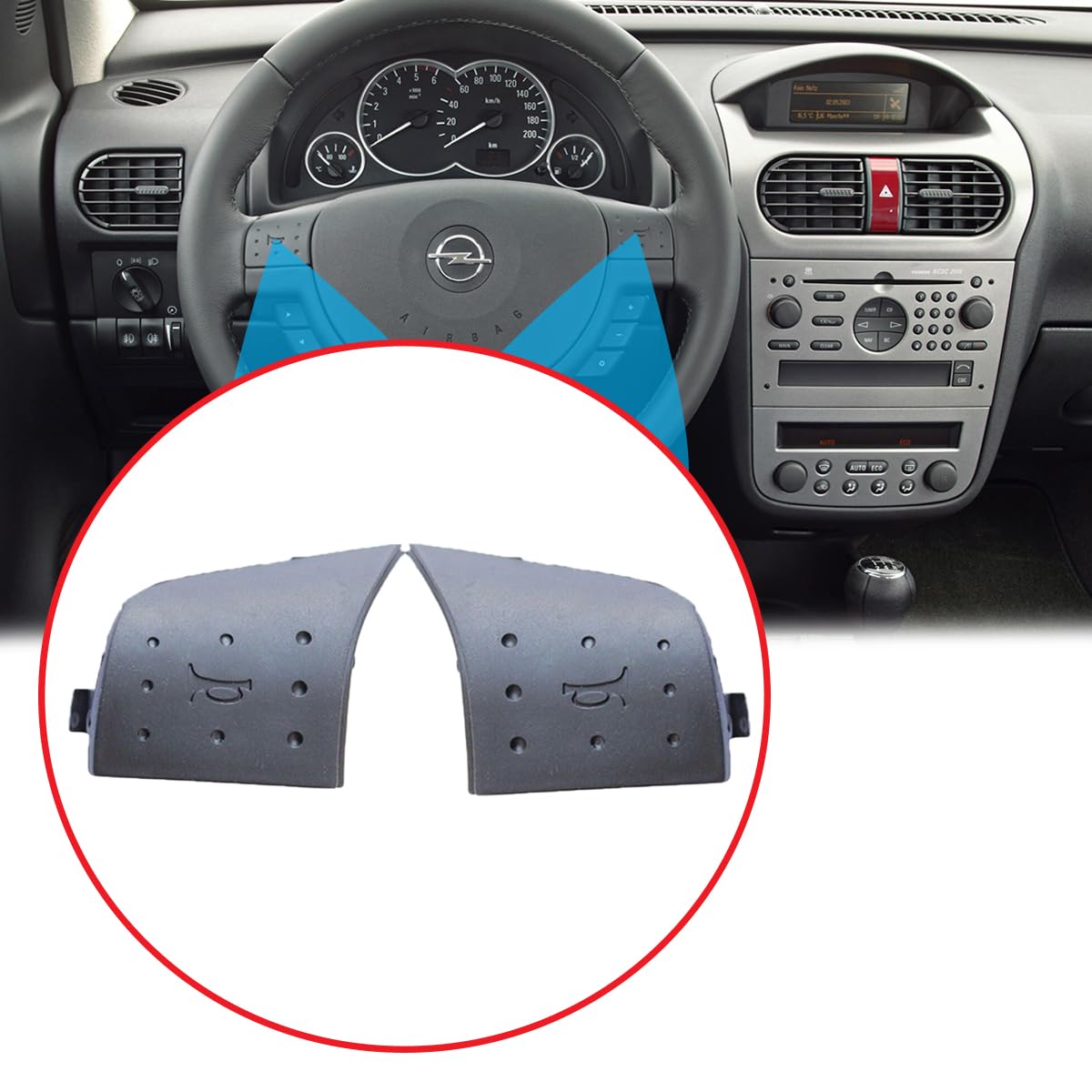 2x Coperture per Pulsanti del Clacson in Gomma per Volante Nero