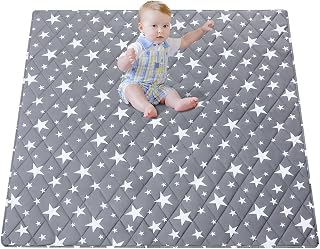 Baby Playpen Mat Floor Mat, Premium Baby Play Mat 50" X 50", Tummy Time Mat for Newborn,Thicker One-Piece Crawling Mat with Stars Pattern, Non-Slip Baby Play Mat for Infants, Babies, Toddlers.