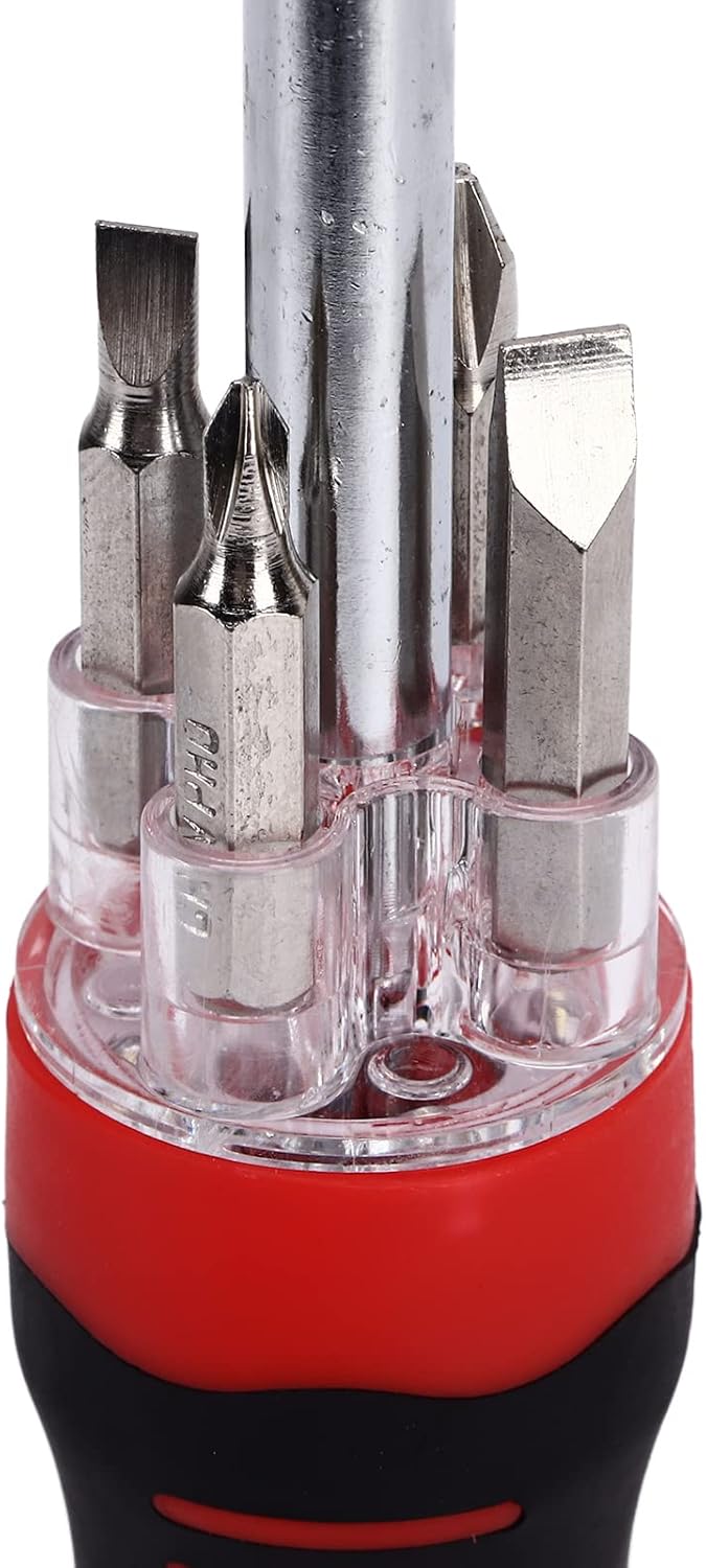 Sonew 5‑in‑1 Screwdriver with LED Light, Cross/Flat Bit Multifunction Screwdriver 5 Different Bits Universal Maintenance Tools